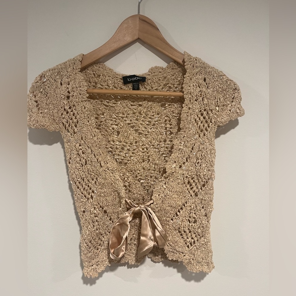 Bebe Beige Crochet Blouse